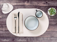 Tovaglietta ovale reversibile - 6 pezzi - Pelle riciclata bianco crema e verderame