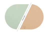 Reversible oval placemat - 6 pieces - Pale pink and pale green recycled leather