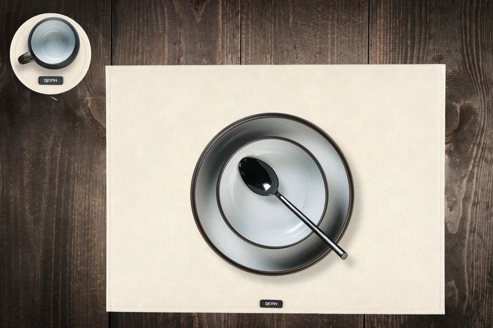 Tovaglietta rettangolare - 6 pezzi - Feltro riciclato beige