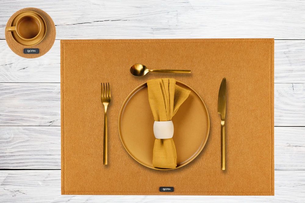 Rectangular placemat - 6 pieces - Brown recycled felt