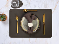 Tovaglietta rettangolare reversibile - 6 pezzi - Pelle riciclata arancione e cioccolato