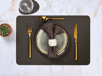 Wendbares Tischset "rechteckig" - recyceltes Leder - 6 tlg. - Orange/Braun