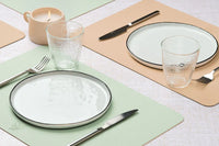 Wendbares Tischset "rechteckig" - recyceltes Leder - 6 tlg. - Rosa/Grün