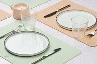 Tovaglietta rettangolare reversibile - 6 pezzi - Pelle riciclata rosa pallido e verde pallido