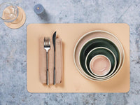 Wendbares Tischset "rechteckig" - recyceltes Leder - 6 tlg. - Rosa/Grün