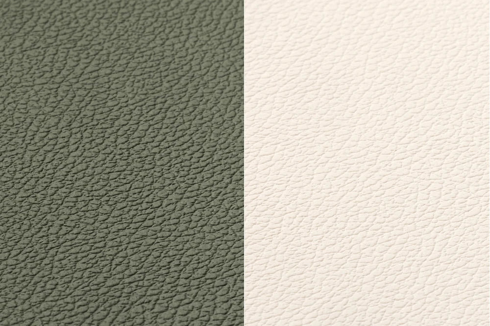 Tovaglietta curva reversibile - 6 pezzi - Pelle riciclata bianco crema e verderame