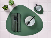 Wendbares Tischset "stone" - recyceltes Leder - 6 tlg. - Gelb,Grün