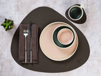 Wendbares Tischset "stone" - recyceltes Leder - 6 tlg. - Orange/Braun