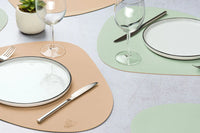 Reversible curve placemat - 6 pieces - Pale pink and pale green recycled leather