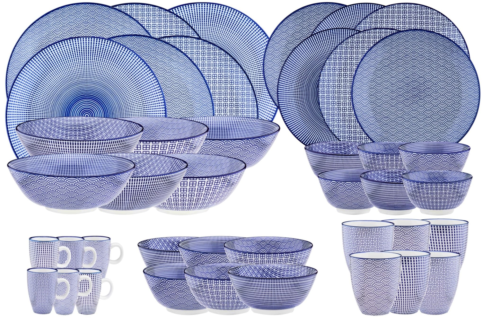 Geschirr-Set PATTERN - 42 tlg. - Dunkelblau