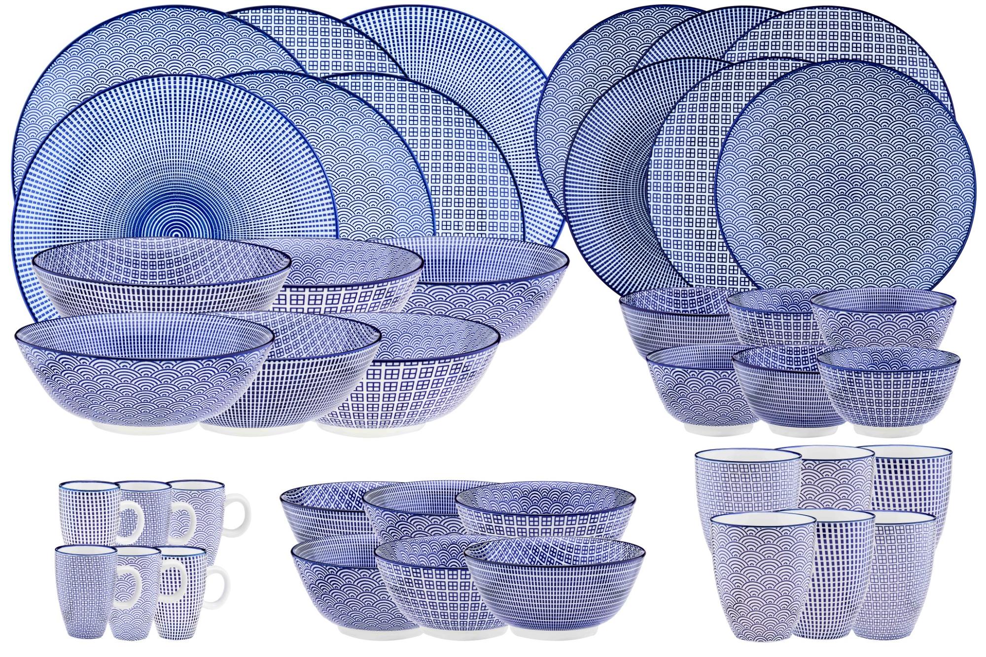 Geschirr-Set PATTERN - 42 tlg. - Dunkelblau