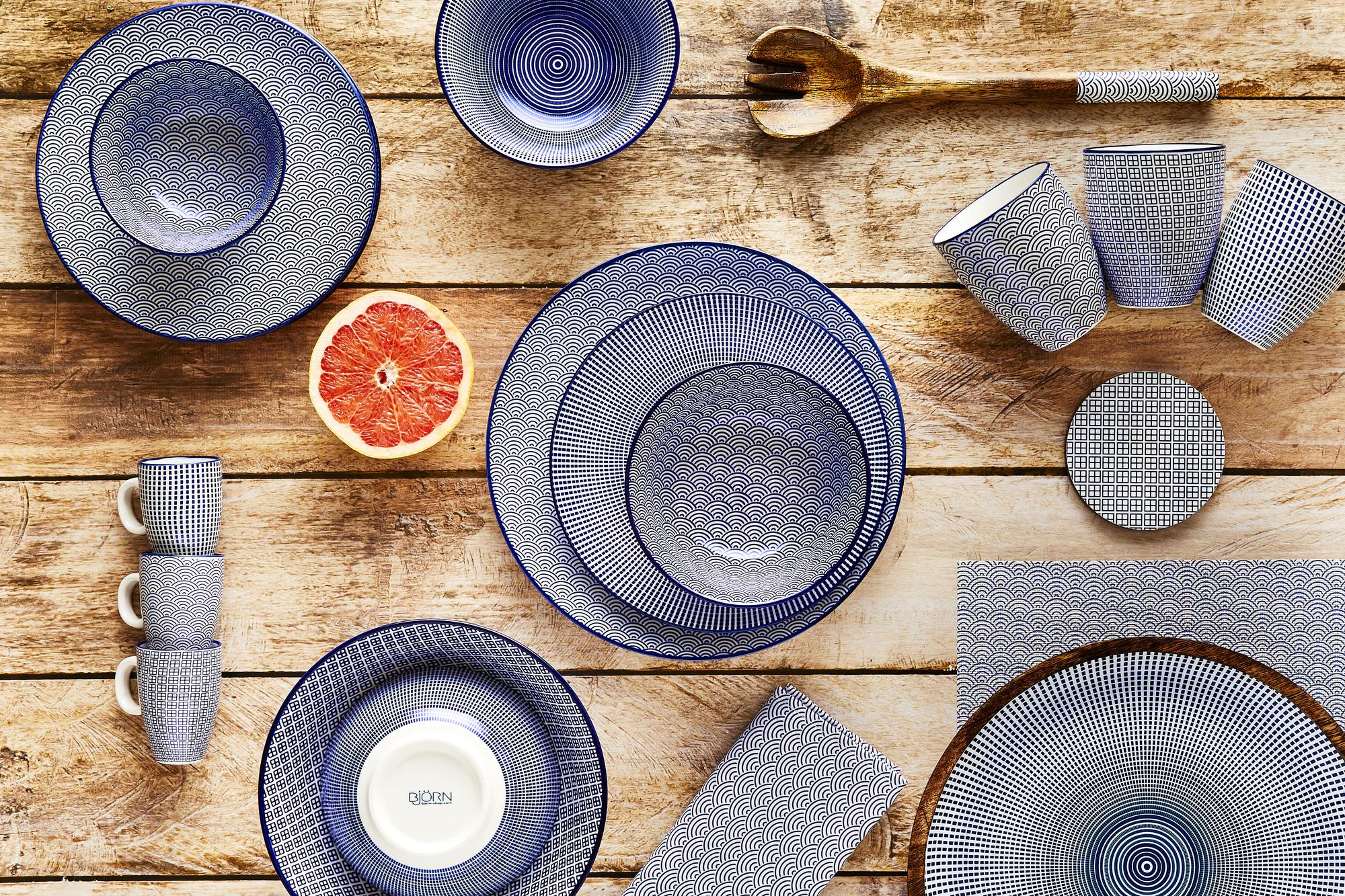 Geschirr-Set PATTERN - 42 tlg. - Dunkelblau