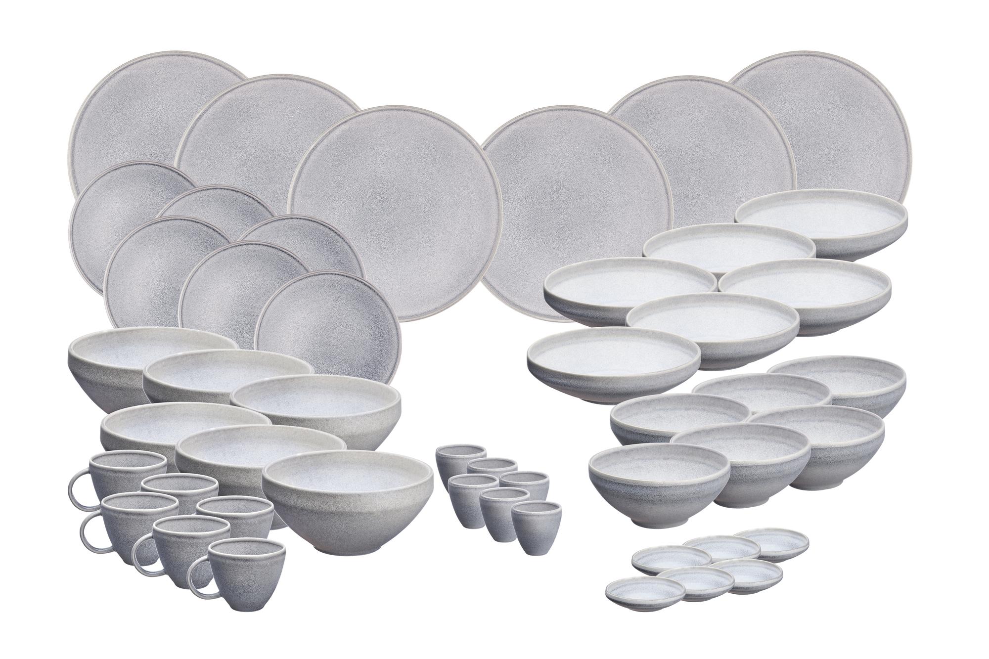 Geschirr-Set STONE - 48 tlg. - Mondgrau