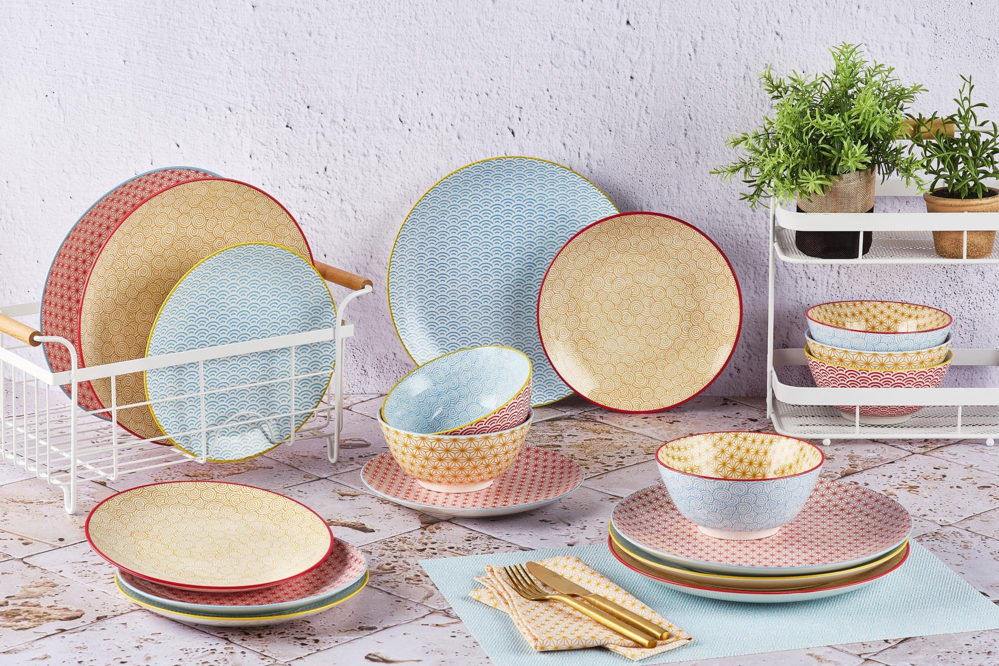 Geschirr-Set PATTERN - 18 tlg. - Farbig