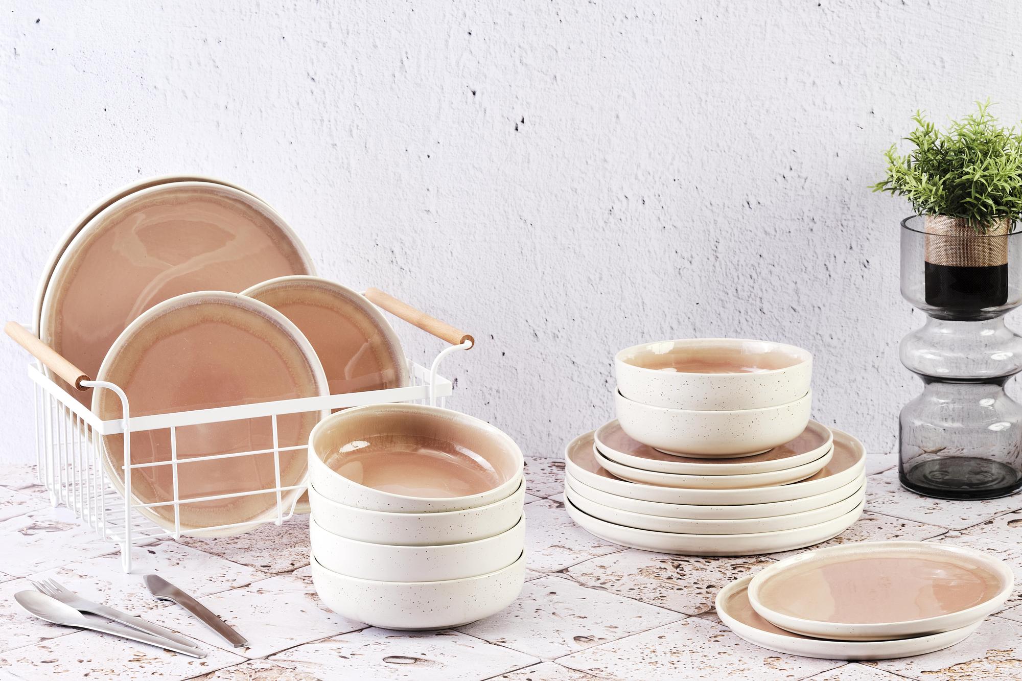 Geschirr-Set OXYGEN - 18 tlg. - Puderrosa