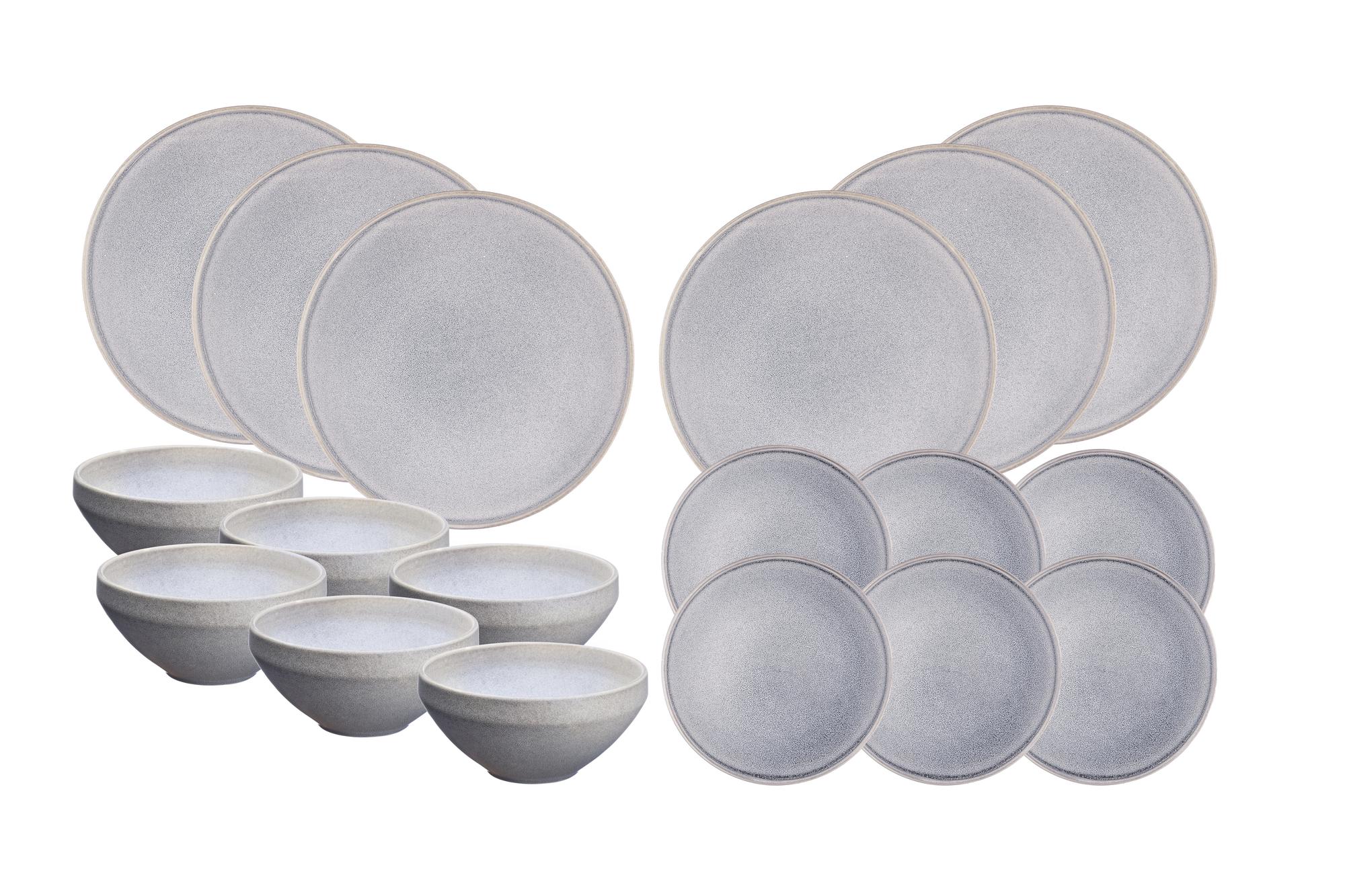 Geschirr-Set STONE - 18 tlg. - Mondgrau